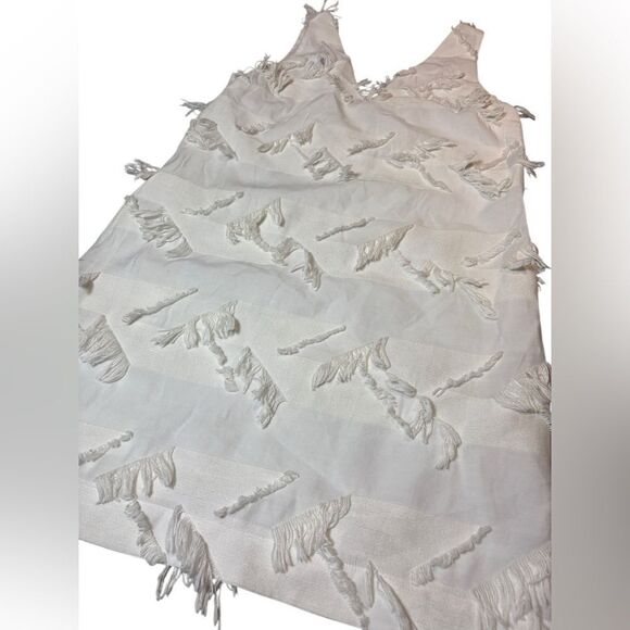 Maeve Anthropologie White fringe dress size 8 EUC - Picture 2 of 11